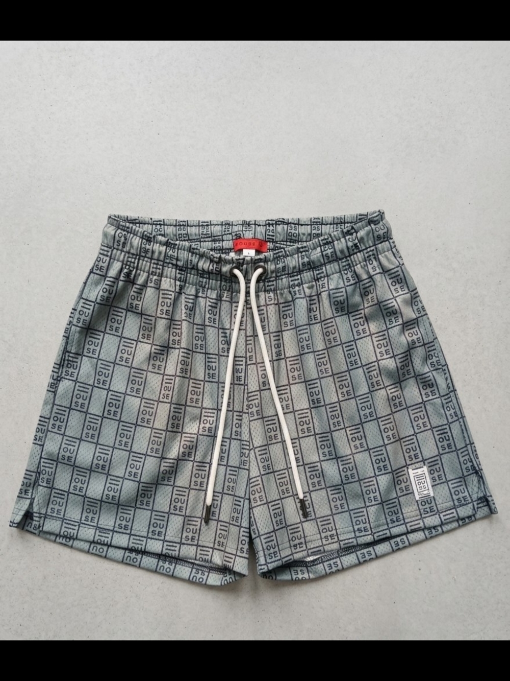 HOUSE iD Mesh Basketball Shorts Men's Large Sage Green Monogram Grid AOP LA